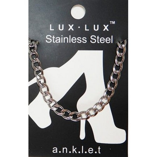 Lux Lux Stainless Steel 7mm Cuban Chain Anklet in Silver
