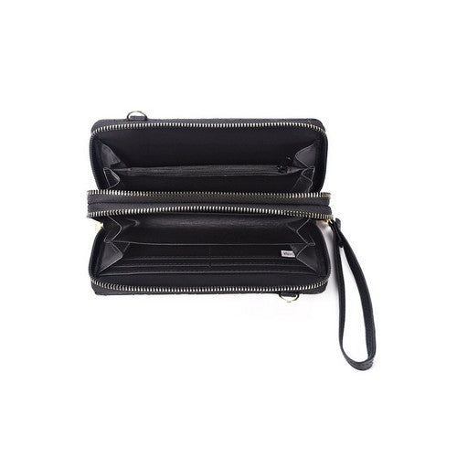 MK Double Zip Wallet in Black