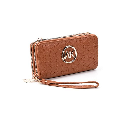 MK Double Zip Wallet in Dark Khaki