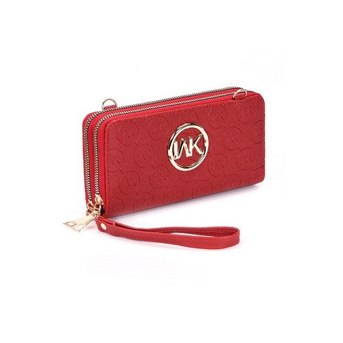 MK Double Zip Wallet in Red
