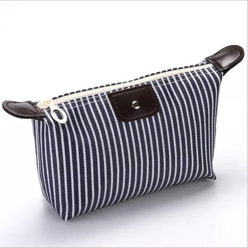 Le Pliage Nylon Cosmetics Bag in Black Stripe