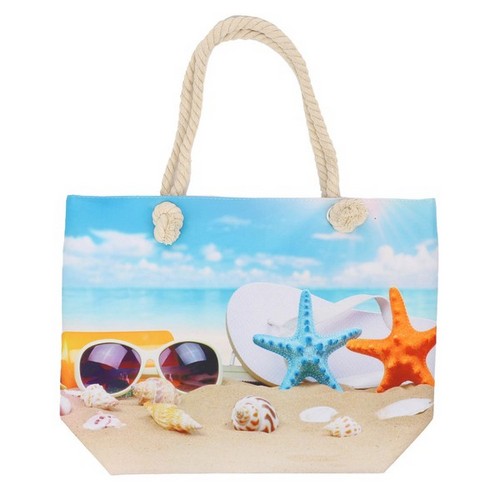 BAG17463 Day At The Beach Themed Canvas Starfish Bag