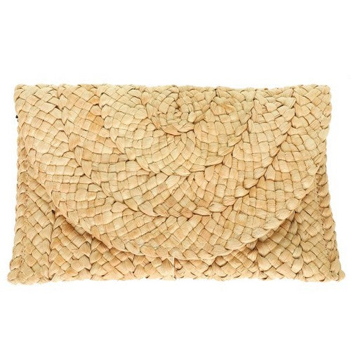 BAG1292 Raffia Straw Clutch in Natural