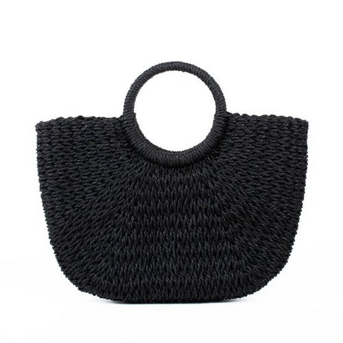 STWBG02 Straw Basket Bag Black