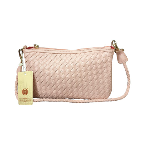 Plaited Leather Side Bag Pink