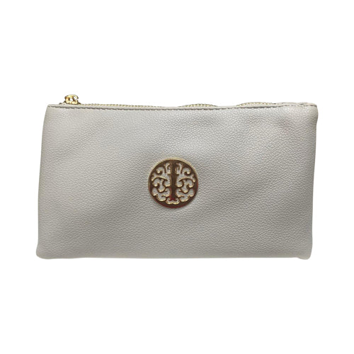 Birch Gold Badge Leather Side Bag in Light Grey