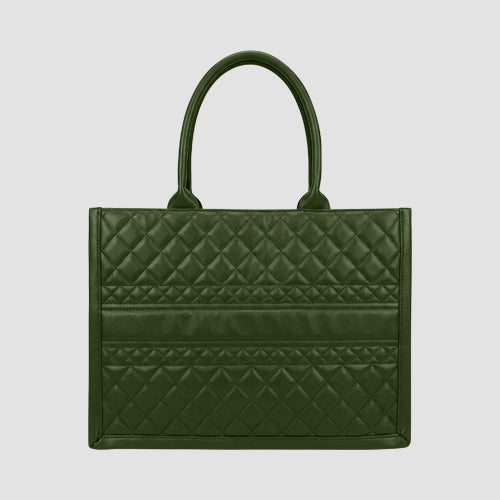 3267 Large Quilted Tote Bag in Olive Green
