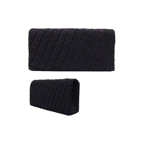 Quilted Sparkly Clutch in Black