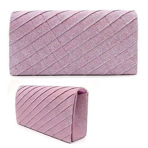 LA6183 Quilted Sparkly Clutch in Pink