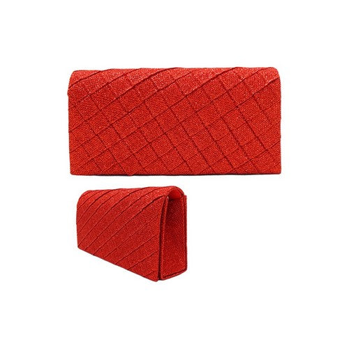 Quilted Sparkly Clutch in Red