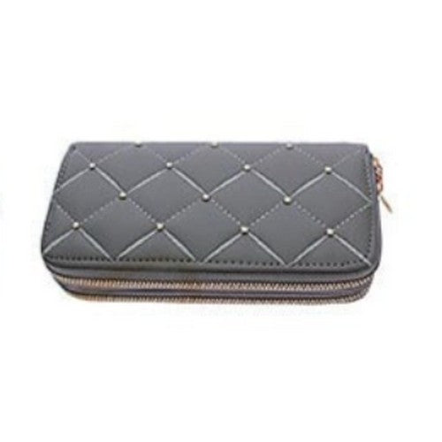 RBG-0553R Stud Quilted Purse in Grey