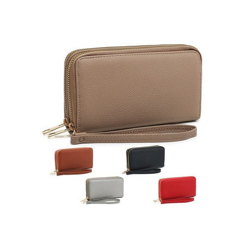 Double Zip Wristlet Purse in Black