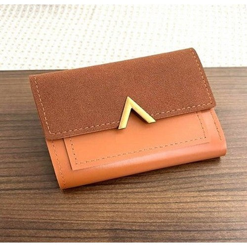 U-277 Badge Trifold Compact Wallet in Camel Brown