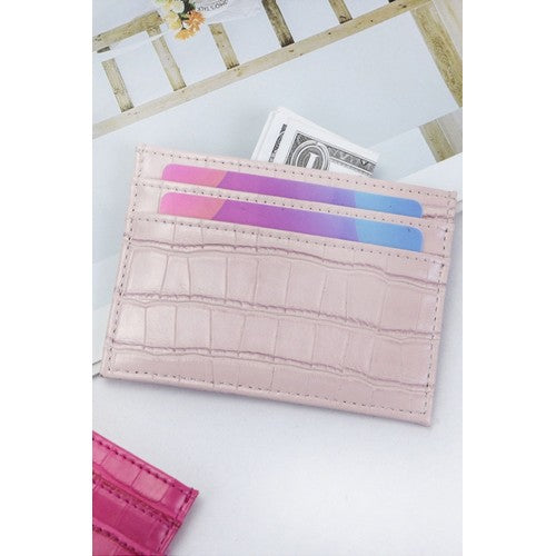 Alligator Card Holder Wallet in Pink