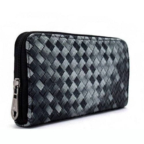 Weave Ombre Single Zip Purse in Black