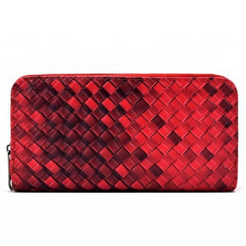 BAG-082-35 Weave Ombre Single Zip Purse in Red