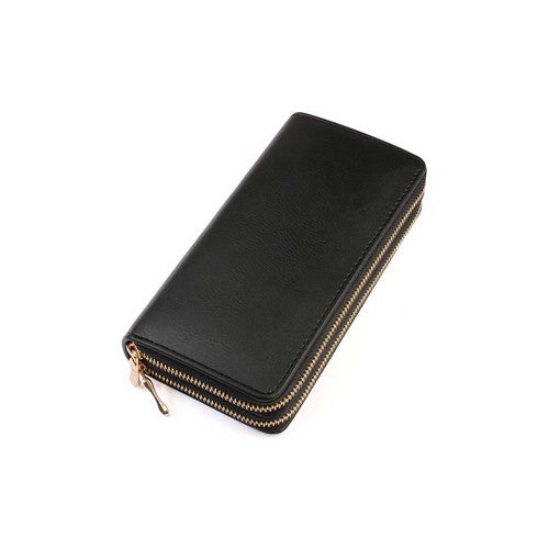 Double Zip Wristlet Purse in Black