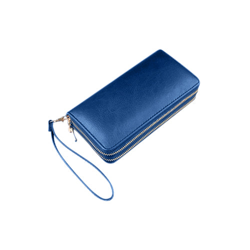 Double Zip Wristlet Purse in Navy