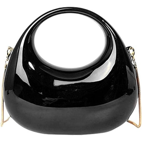 Moon Metallic Clutch in Black
