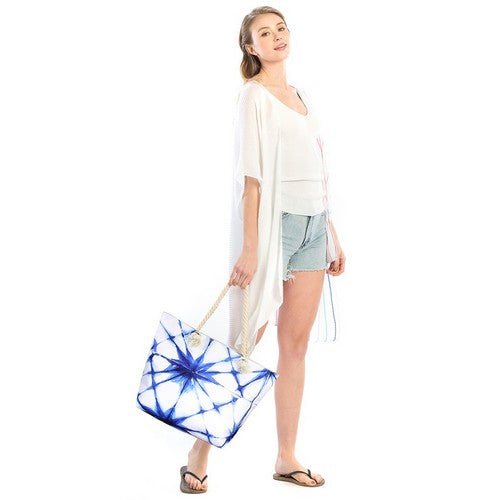 LOA336 Tie Dye Beach Bag in Blue