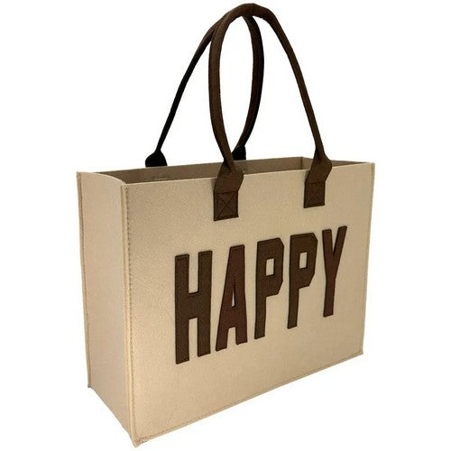 03017 Happy Felt Tote Bag in Beige