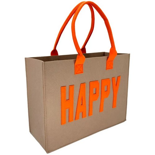 03017 Happy Felt Tote Bag in Brown