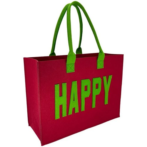 03017 Happy Felt Tote Bag in Burgundy