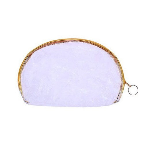 RBG-0365GS Clear Plastic Round Makeup Bag in Gold