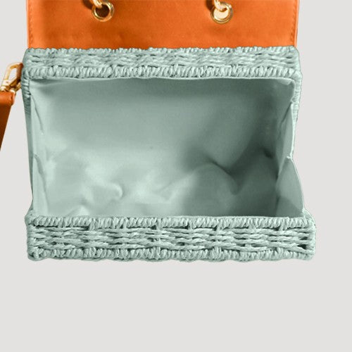 Bamboo Handle Straw Mini Bag in Green