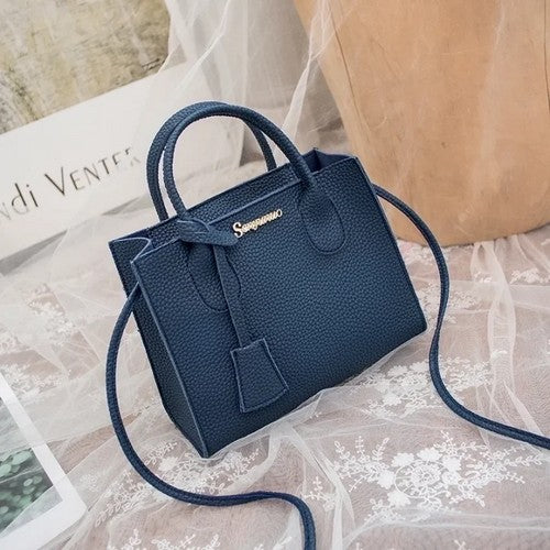 332924 Pebbled Leather Mini Tote in Blue