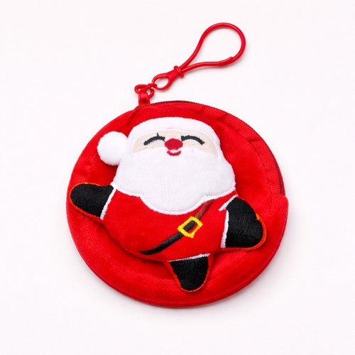 Cute Christmas Coin Purse With Key Ring in Santa Design