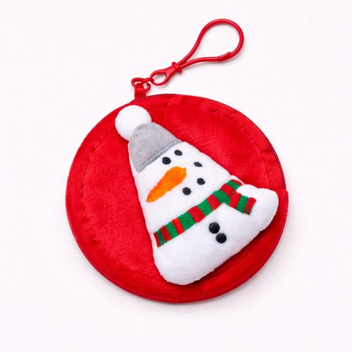 Cute Christmas Coin Purse With Key Ring in Snowman Design