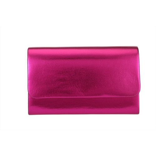 HBG105022 Square Metallic Envelope Clutch in Fuchsia