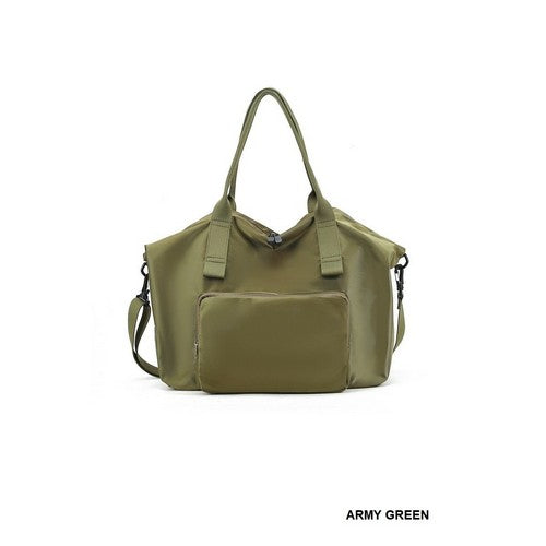 Packable Folding Duffle Tote Bag in Army Green