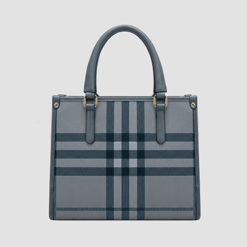 99291 Plaid Tote Small Handbag in Grey