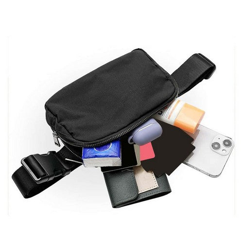 Minimalist Nylon Crossbody Sling Fanny Pack in Black
