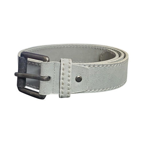 Nubuck Genuine Leather Belt in Pale Grey