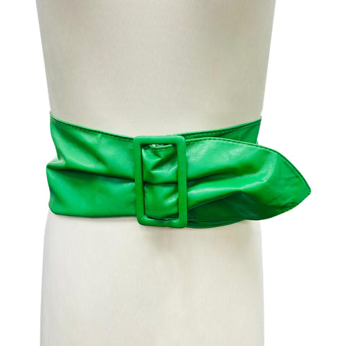 Extra Wide Leather Belt in Green