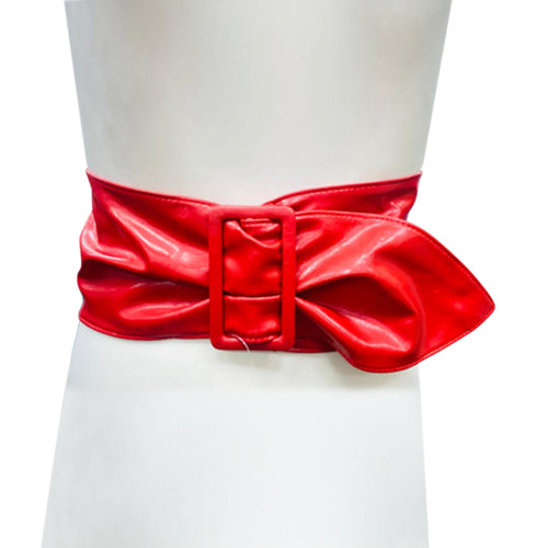 Extra Wide Leather Belt in Red