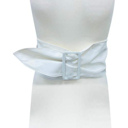 Extra Wide Leather Belt in White