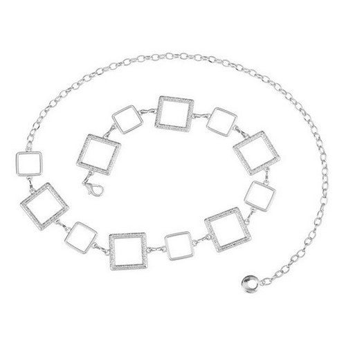 TO40680-NM Square Chain Link Chain Belt Silver