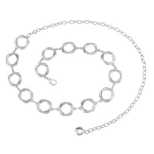 TO40681-NM Round Ring Link Chain Belt Silver