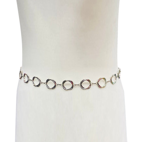 Double Ring Link Chain Belt in Silver