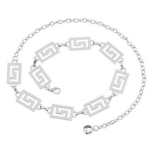 Rectangle Link Chain Belt in Silver