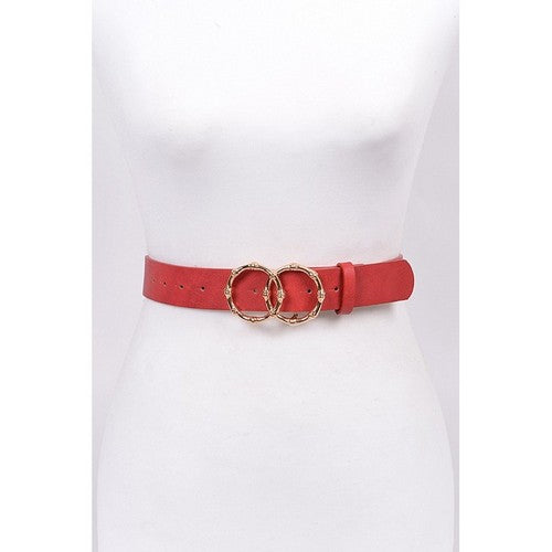 Bamboo OO Buckle Belt in Red