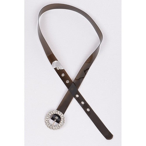 Rhinestone Buckle Plastic Belt