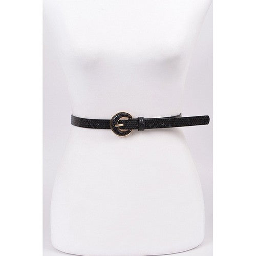 Snakeskin Thin Belt in Black