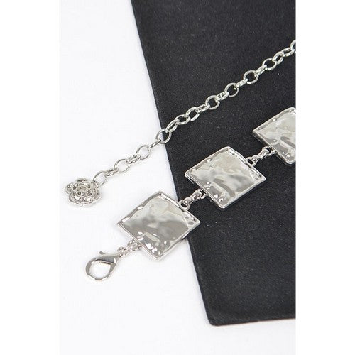 Hammered Square Chain Belt in Silver