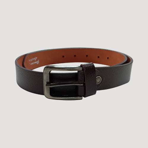 Genuine Leather Belt with Textured Finish in Dark Brown