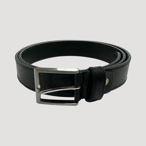 Genuine Leather Italian Belt with Textured Finish in Black